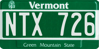 VT license plate NTX726