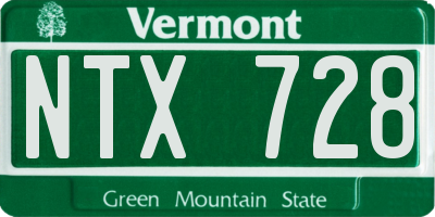 VT license plate NTX728