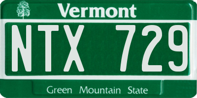 VT license plate NTX729