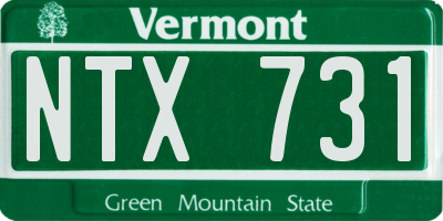 VT license plate NTX731