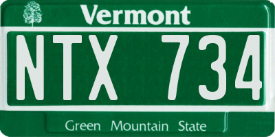 VT license plate NTX734