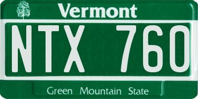 VT license plate NTX760
