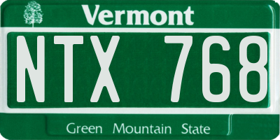 VT license plate NTX768