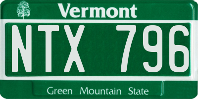 VT license plate NTX796