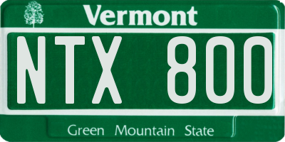 VT license plate NTX800