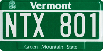 VT license plate NTX801
