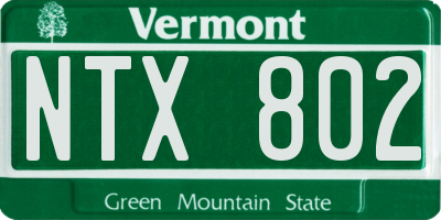 VT license plate NTX802