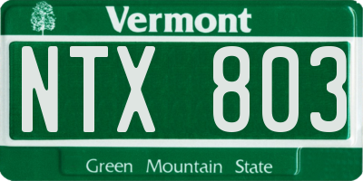 VT license plate NTX803