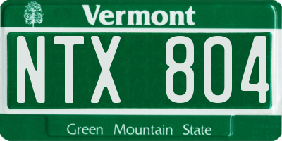 VT license plate NTX804