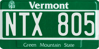 VT license plate NTX805