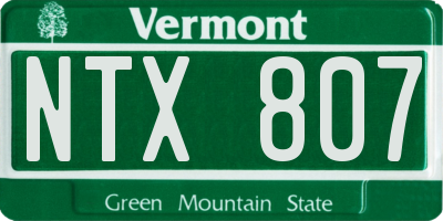 VT license plate NTX807