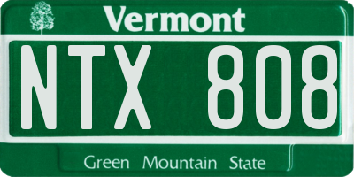 VT license plate NTX808