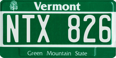VT license plate NTX826