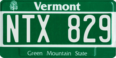 VT license plate NTX829