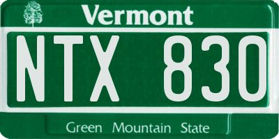 VT license plate NTX830