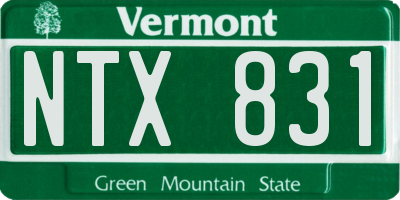 VT license plate NTX831
