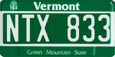 VT license plate NTX833