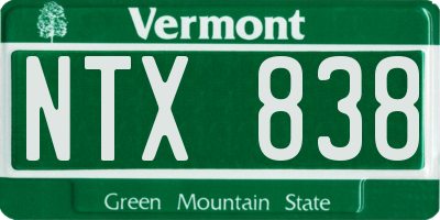 VT license plate NTX838