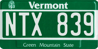 VT license plate NTX839