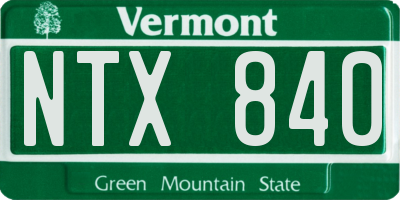 VT license plate NTX840