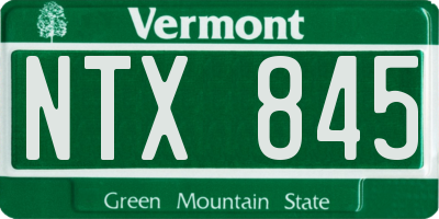 VT license plate NTX845