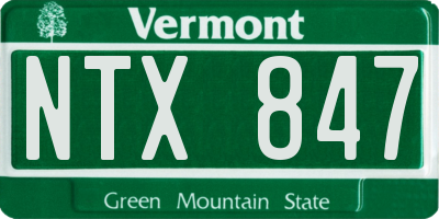 VT license plate NTX847