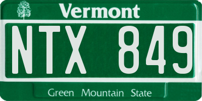 VT license plate NTX849