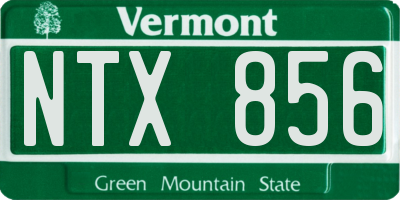 VT license plate NTX856