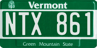 VT license plate NTX861