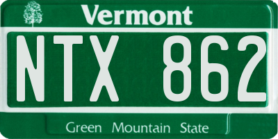 VT license plate NTX862