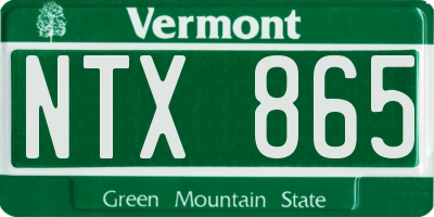 VT license plate NTX865