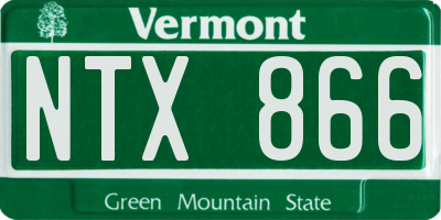 VT license plate NTX866