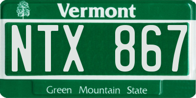 VT license plate NTX867