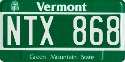 VT license plate NTX868