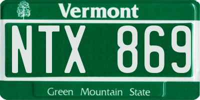 VT license plate NTX869