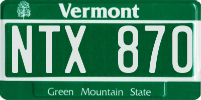 VT license plate NTX870