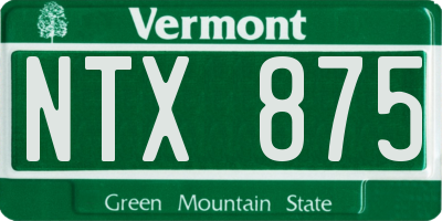 VT license plate NTX875