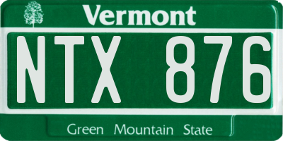 VT license plate NTX876