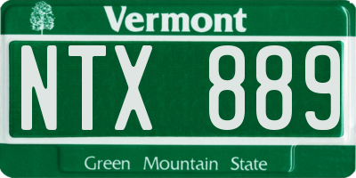 VT license plate NTX889
