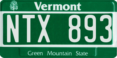 VT license plate NTX893