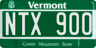 VT license plate NTX900
