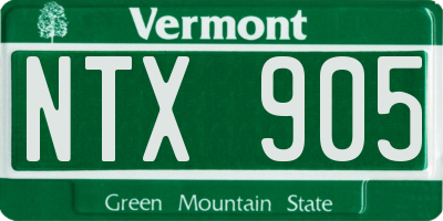 VT license plate NTX905