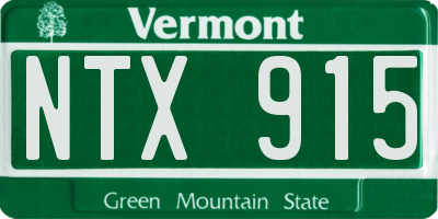 VT license plate NTX915