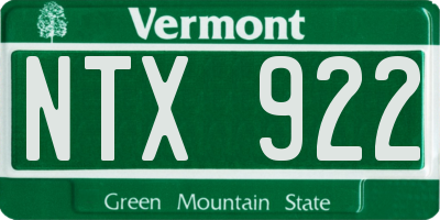 VT license plate NTX922