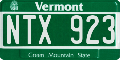 VT license plate NTX923