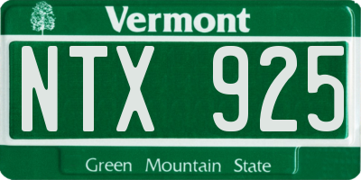 VT license plate NTX925