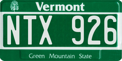 VT license plate NTX926