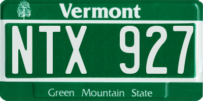 VT license plate NTX927