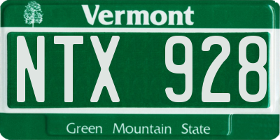 VT license plate NTX928