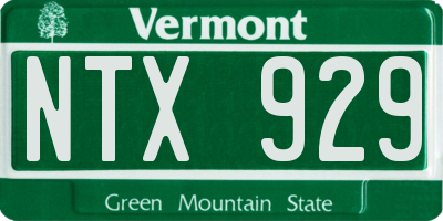 VT license plate NTX929